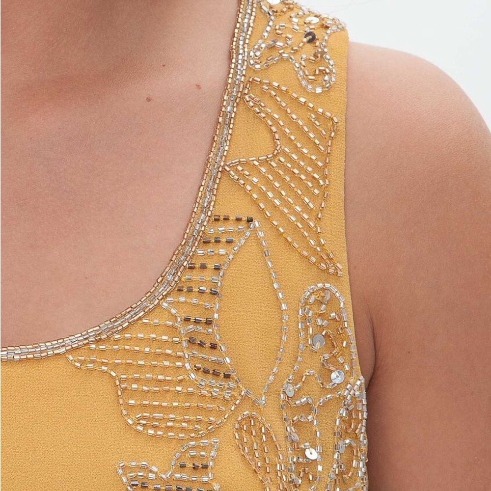 BKE Embellished Sleeveless Tank Top Yellow Gold Size Large - Picture 5 of 16